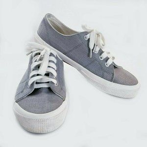 Lauren Ralph Lauren Jolie Gray Flax Linen Sneakers Shoes Women's 7.5 B Casual